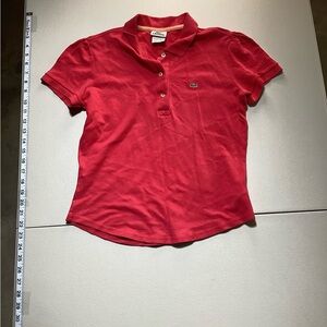 Lacoste Red Short-Sleeve Polo with Crocodile Logo